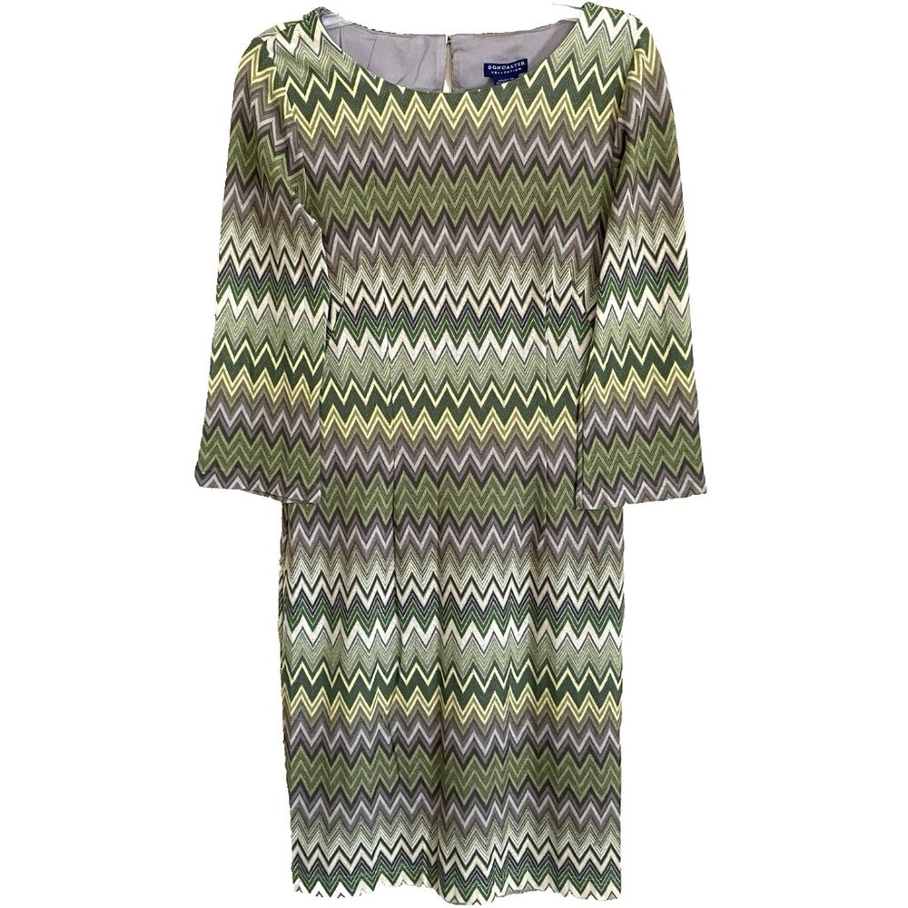 Doncaster Collection Sheath Dress Size 4 Zig Zag Chevron Groovy Mod Office